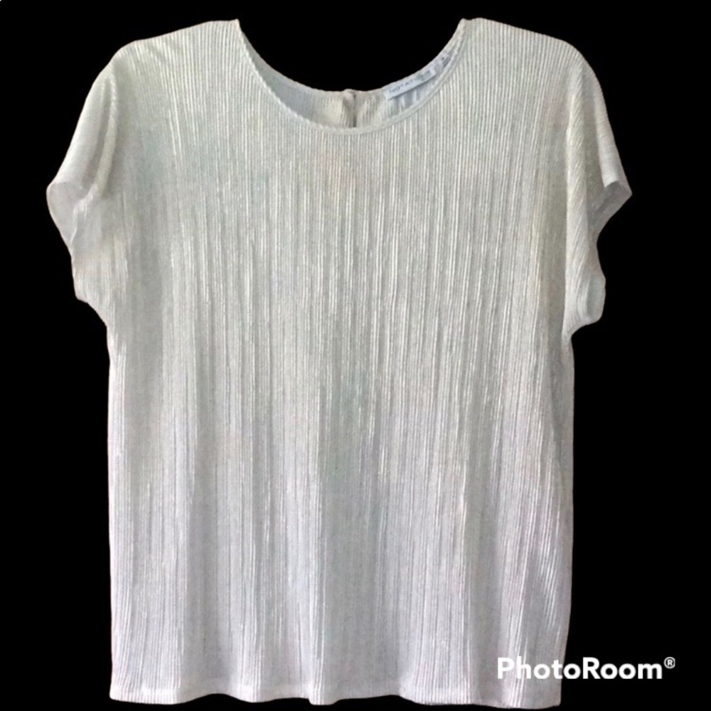 Notations Golden Metallic Cap Sleeve Ribbed Shell NWOT - Picture 2 of 8